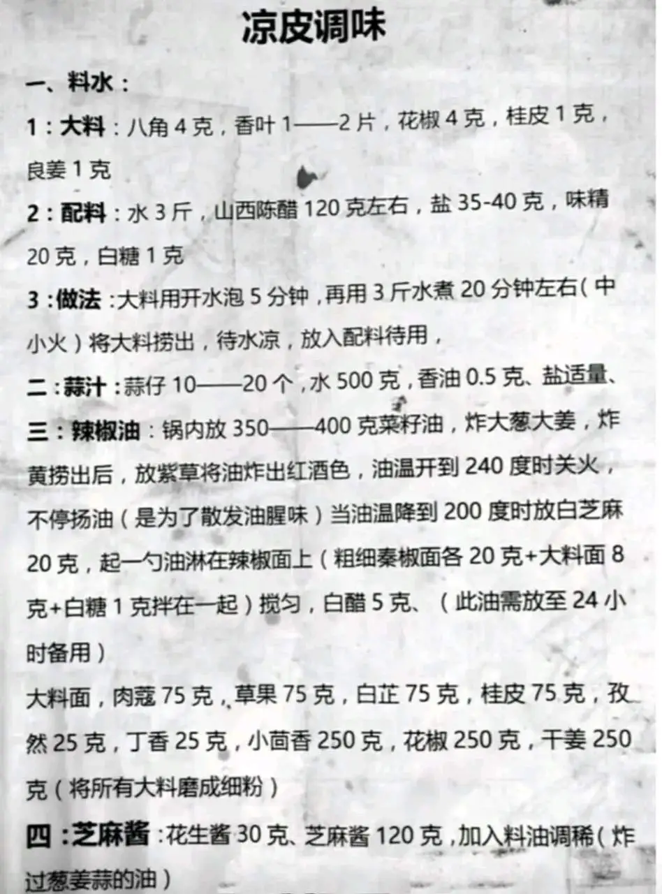 餐饮前辈80岁饭店老厨师公布几十年的手写配方