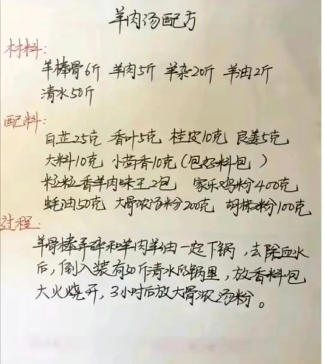 老师傅的10种手写餐饮配方,字迹工整一看就懂,先收藏