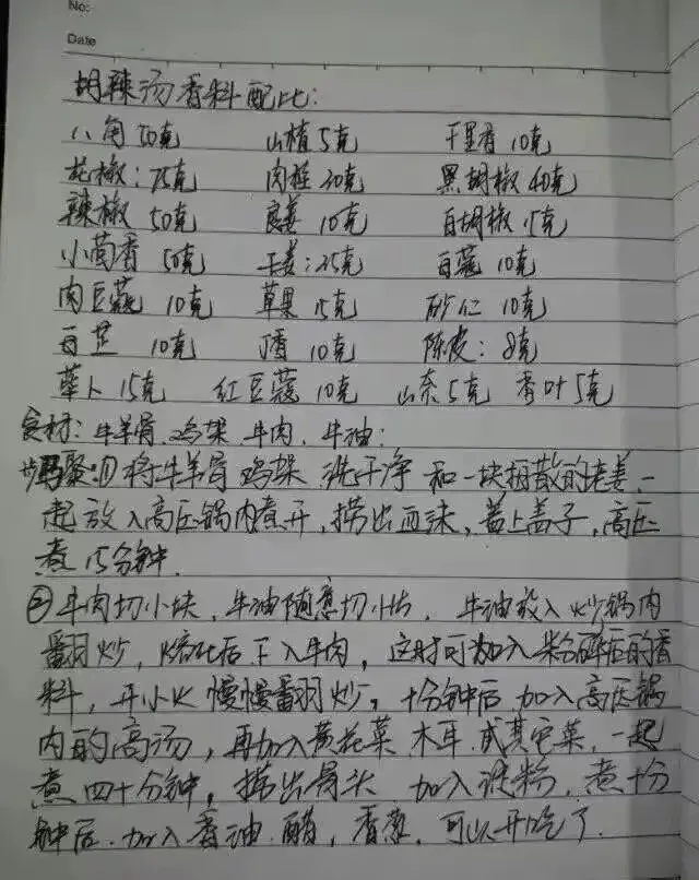做厨师那些年的手写配方,价值千金,想要就收藏好了