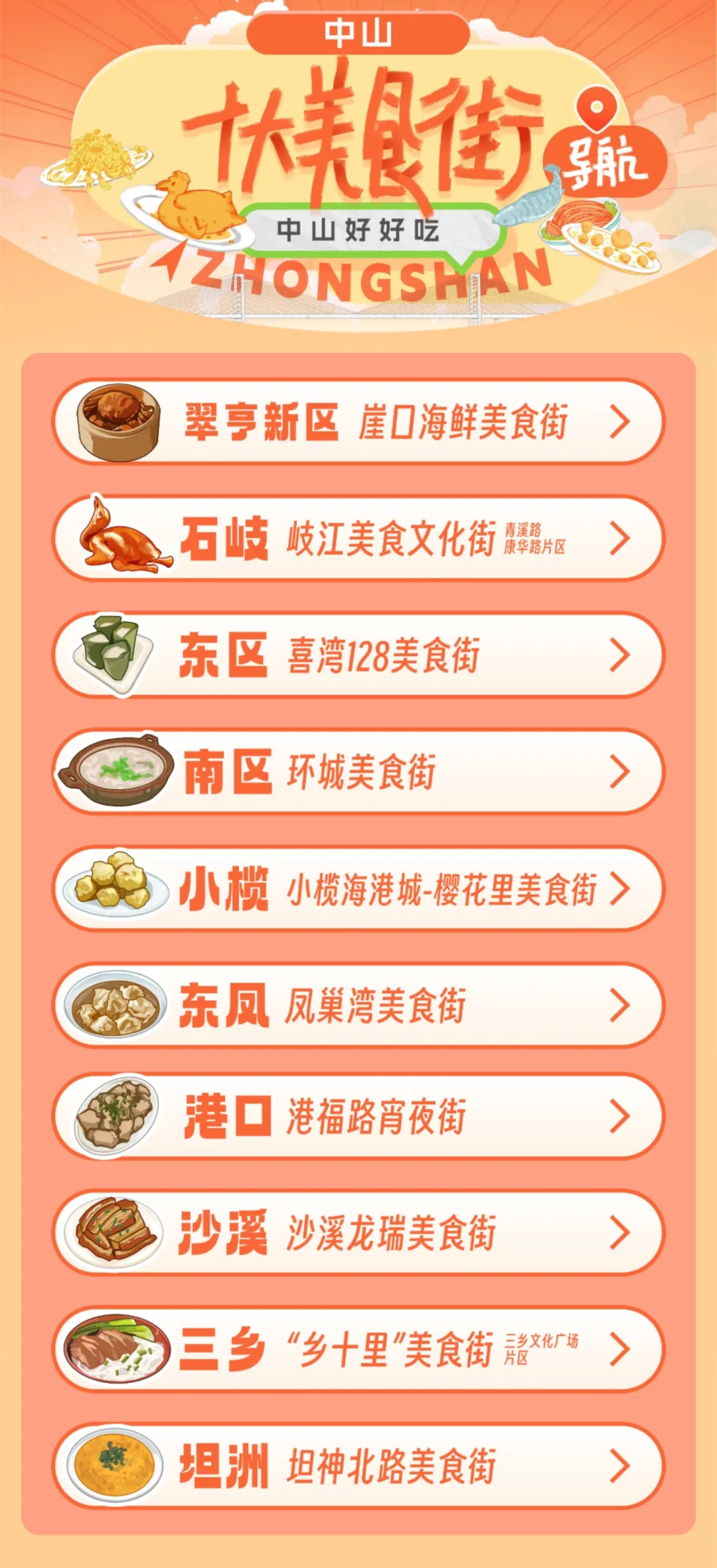 元旦夜游觅食当餐指南!中山这10条美食街大推荐!