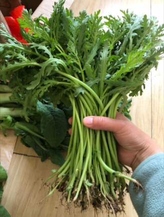 茼蒿，又称蓬蒿、菊花菜、天然养肝菜，是菊科茼蒿属植物的嫩茎叶，被誉为"皇帝菜"